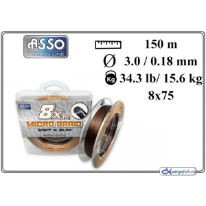 Braided line ASSO 8x PE 150 brown - 30